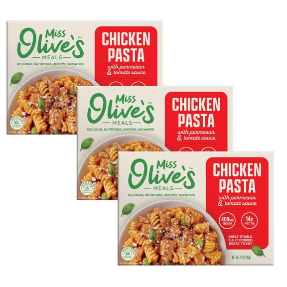 Miss Olives Chicken Pasta Parmesan with Tomato Sauce Microwavable Meal (Pack of 3)