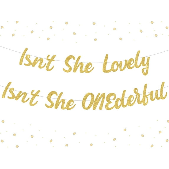 Miss Onderful 1st Birthday Decorations Gold, Isn't She Lovely Isn't She Onederful Banner Girls 1st Birthday Banner Decoration, Little Girls First Birthday Party Supplies