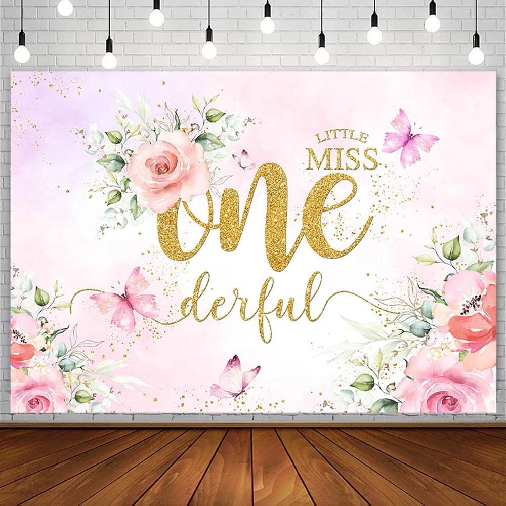 Little Miss Pink Floral 1st Round Birthday Backdrop
