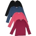 thumbnail image 1 of Miss Popular 4-Pack Girls' Long Sleeve Crew Neck T-Shirts, Sizes 7-16, 1 of 1