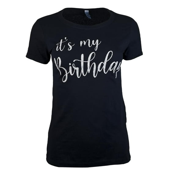 Miss Popular Birthday T-Shirt for Women with Chest Print| Glitter Birthday Girl, Queen, Squad, Its My Birthday | Sizes S-3XL