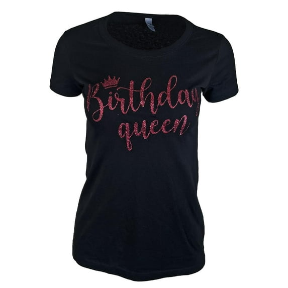 Miss Popular Birthday T-Shirt for Women with Chest Print| Glitter Birthday Girl, Queen, Squad, Its My Birthday | Sizes S-3XL