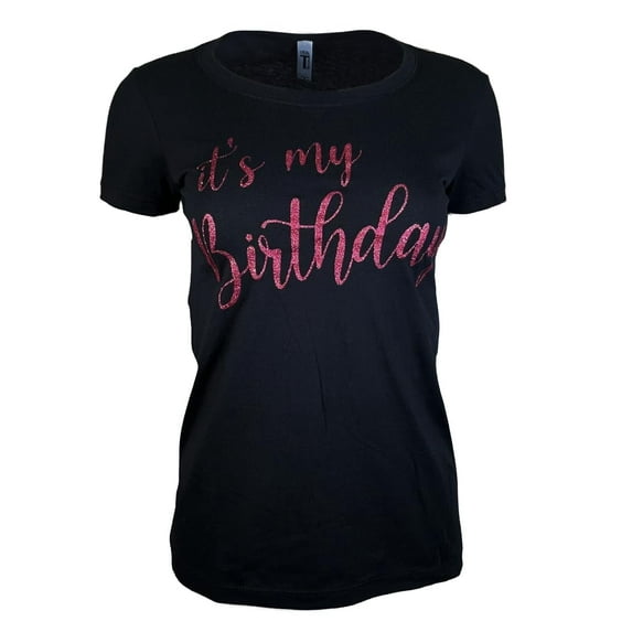 Miss Popular Birthday T-Shirt for Women with Chest Print| Glitter Birthday Girl, Queen, Squad, Its My Birthday | Sizes S-3XL
