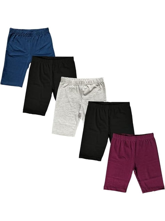 Girl's High Waisted Cotton Spandex Biker Shorts
