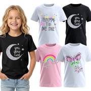 Miss Popular Preteen Clothes - Sparkle Butterfly Glitter Print T-Shirt Tee, 4 Count Girls