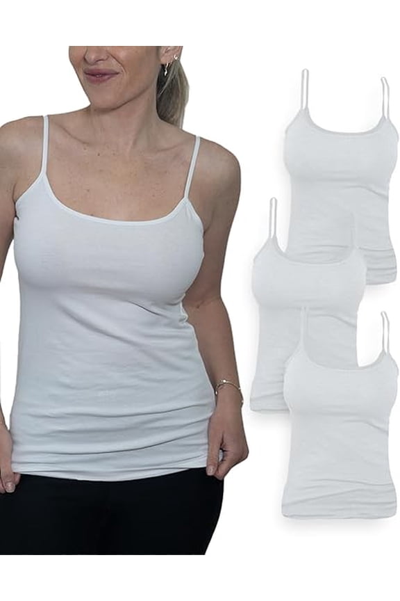 Women's 4-Pack Camisole Tank Tops Basic Undershirt with Adjustable Spaghetti Straps,Sizes XS-2XL