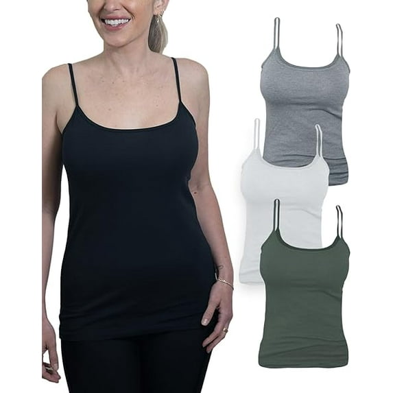 Miss Popular Women's 4-Pack Camisole Tank Tops Basic Undershirt with Adjustable Spaghetti Straps,Sizes XS-2XL