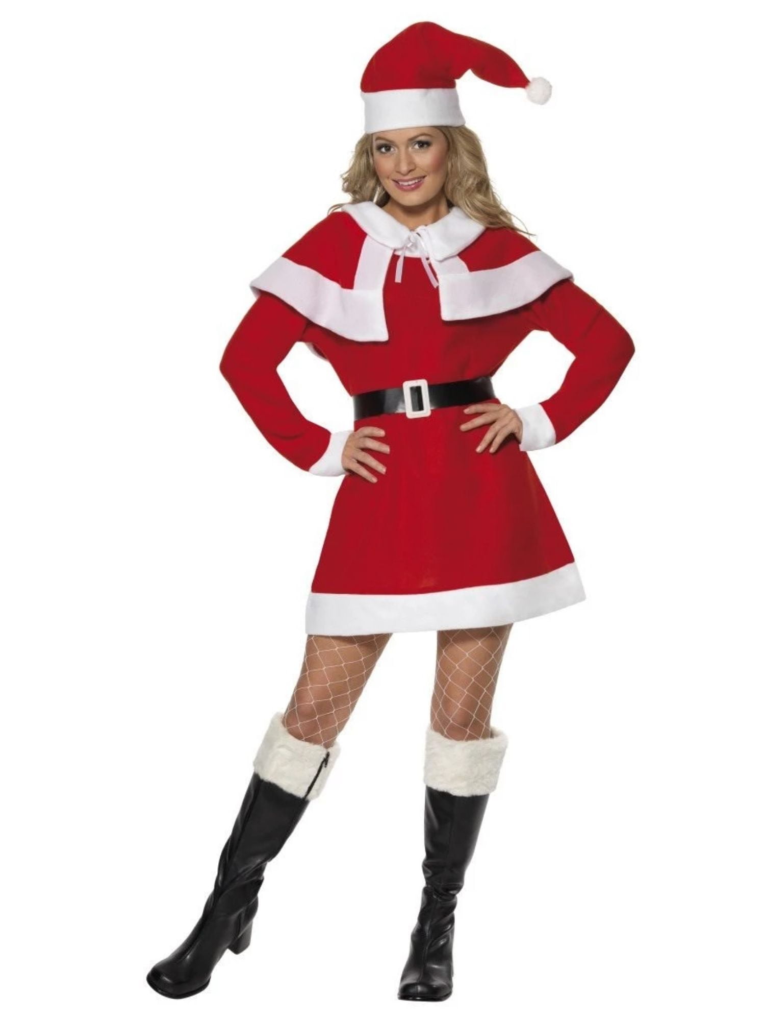 Miss Santa Fleece Costume Adult Red White Miss Santa Fleece Costume Adult Red White