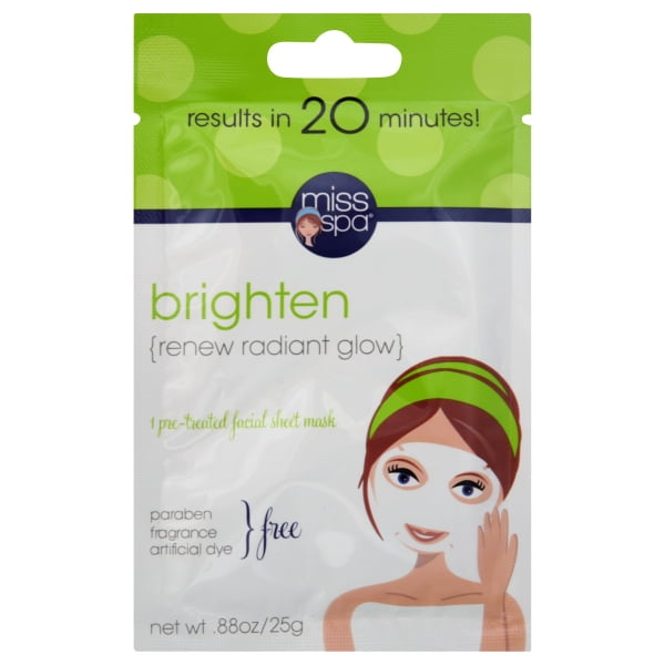 Miss Spa Brighten Pre-Treated Facial Sheet Mask, 0.88 oz