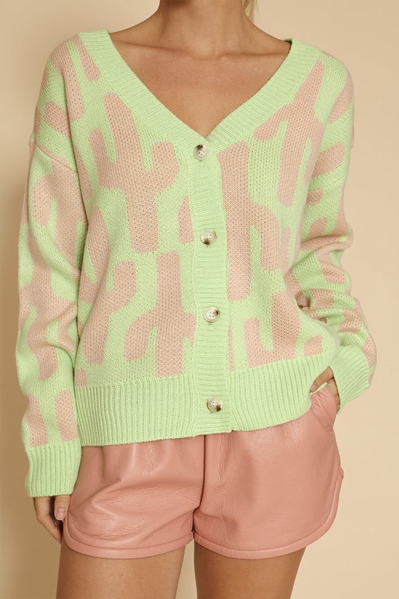 All over Cactus Knit Cardigan