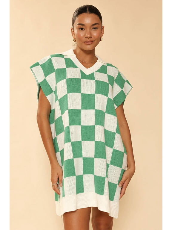 Check Knit Poncho