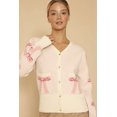 thumbnail image 1 of Miss Sparkling Cropped Knit Bow Cardigan with Pockets, 1 of 5