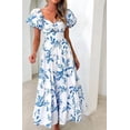 thumbnail image 1 of Miss Sparkling Puff Sleeve Square Neck Floral Maxi Dress- Rosa Apparel, 1 of 4