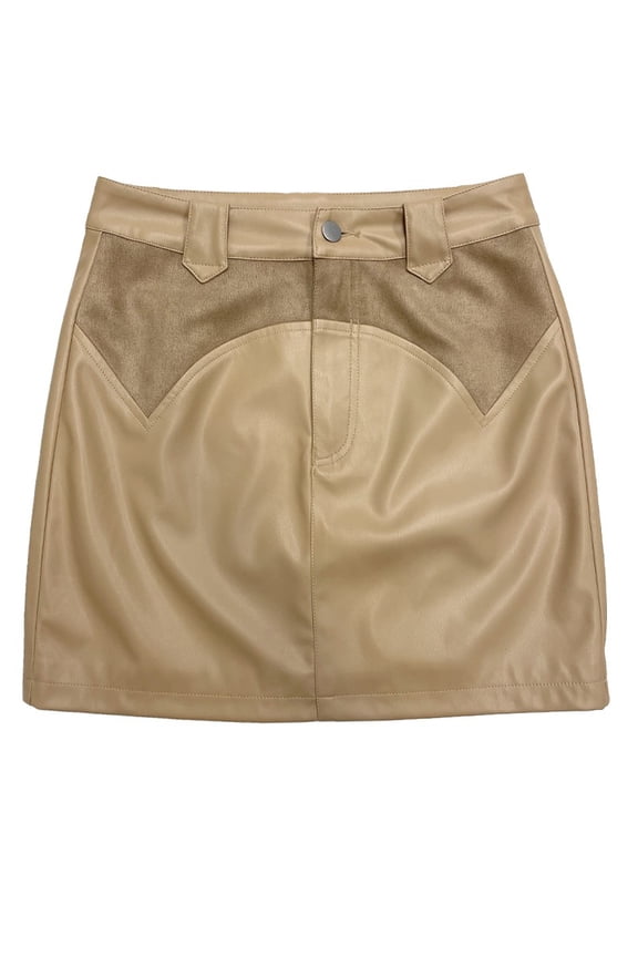 Western Contrast Pleather Mini Skirt
