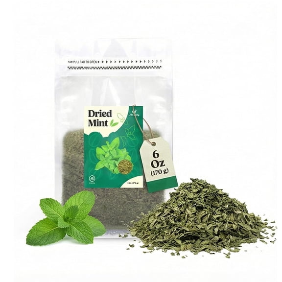 Miss Spring Dried Mint Leaves (Spearmint & Peppermint Leaves) | 100% Natural, Non-GMO, No Preservatives, No Stems | Perfect for Tea, Salad, Seasoning & Middle Eastern Dishes, 6 oz (170 g)