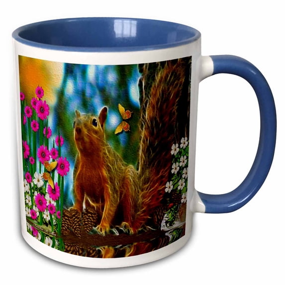 3drose, Miss Squirrel, 15oz Two-tone Blue Mug