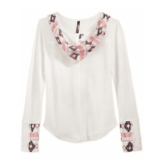 Miss Understood Girls' 2-Piece Thermal Henley Top and Scarf Set, White, Size S