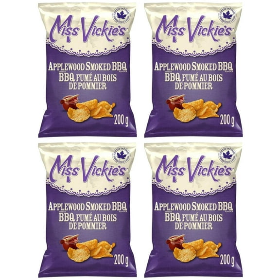 Miss Vickie's Applewood Smoked BBQ Kettle Cooked Potato Chips, 200g (4 Pack)