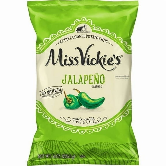 Miss Vickie's Jalapeno Flavored Potato Chips, 8.0 oz Bag - 4 Pack