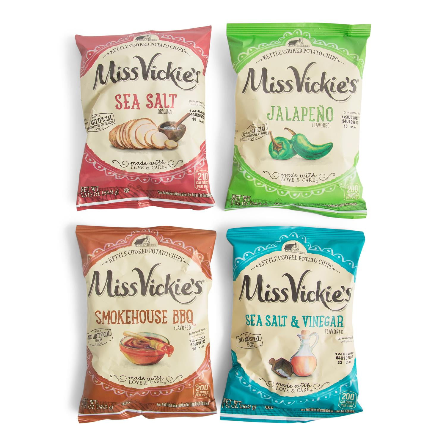 Miss. Vickie's Kettle Chips 4 Flavor Variety Pack 1.375oz Bag Case of