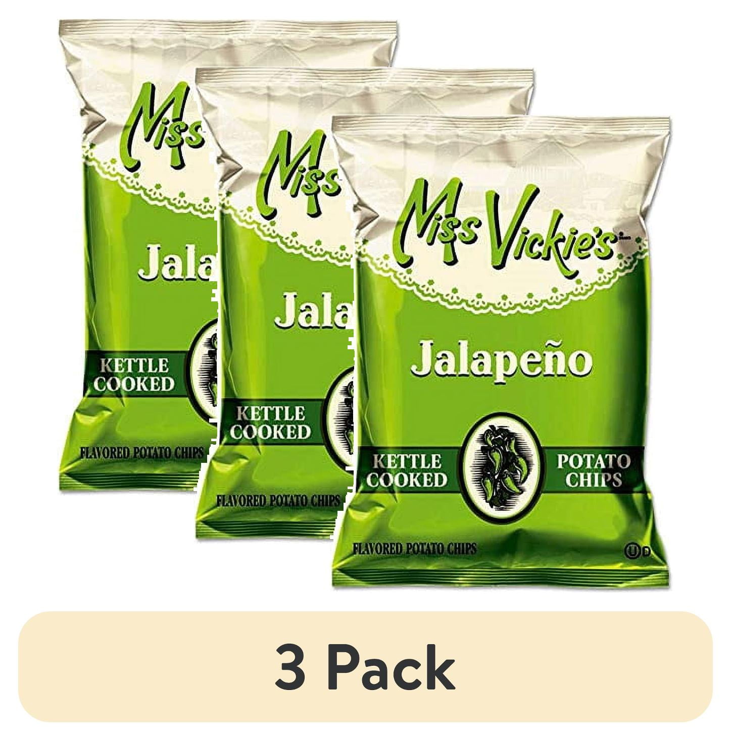 (3 pack) Miss Vickie's Kettle Cooked Jalapeno Potato Chips 1.375 oz Bag