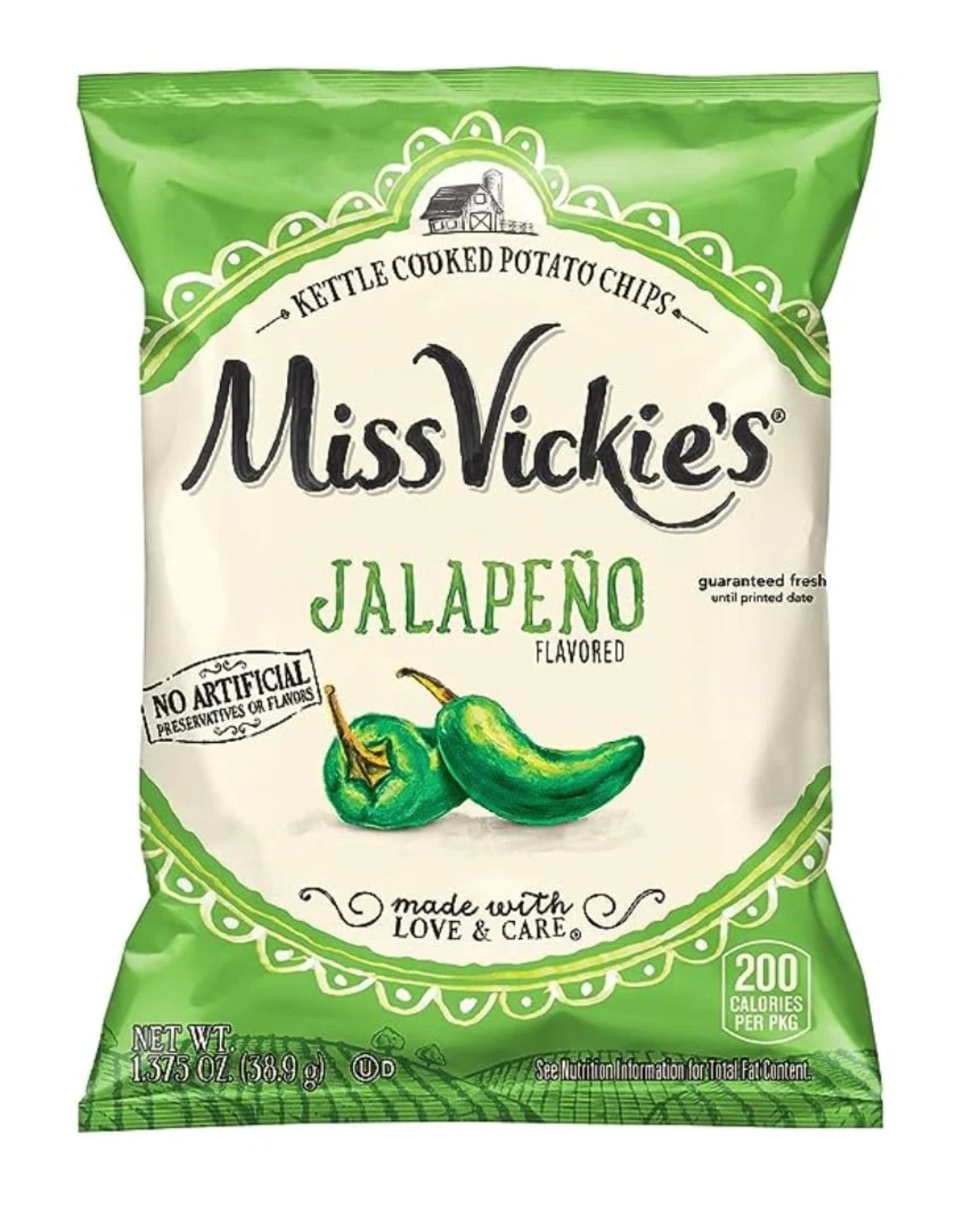 Miss Vickie's Kettle Cooked Potato Chips Jalapeno Flavored 1 3/8 Oz