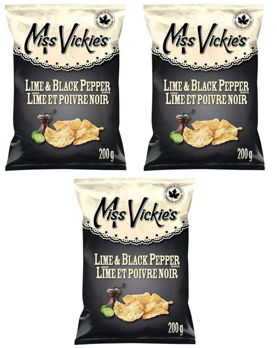 Miss Vickie's Lime & Black Pepper Kettle Cooked Potato Chips, 200g (3 Pack)