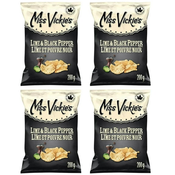 Miss Vickie's Lime & Black Pepper Kettle Cooked Potato Chips, 200g (4 Pack)