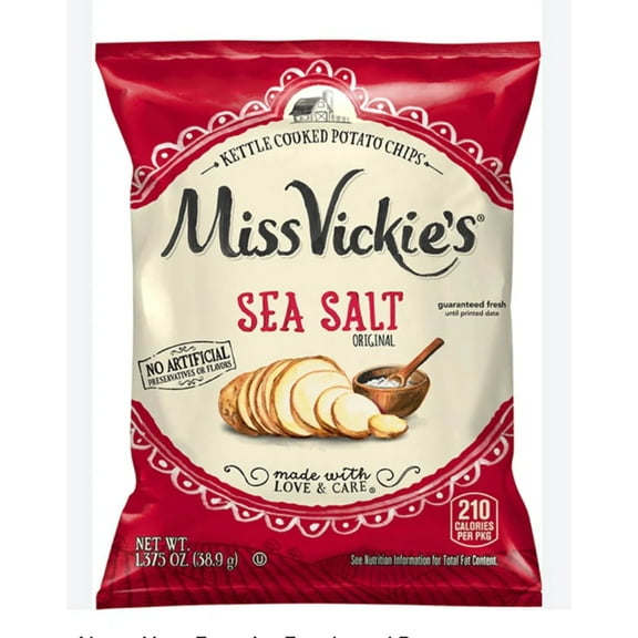 Miss Vickie's Sea Salt Flavored Kettle Cooked Potato Chips, 1.375 Ounce (Pack of 16)