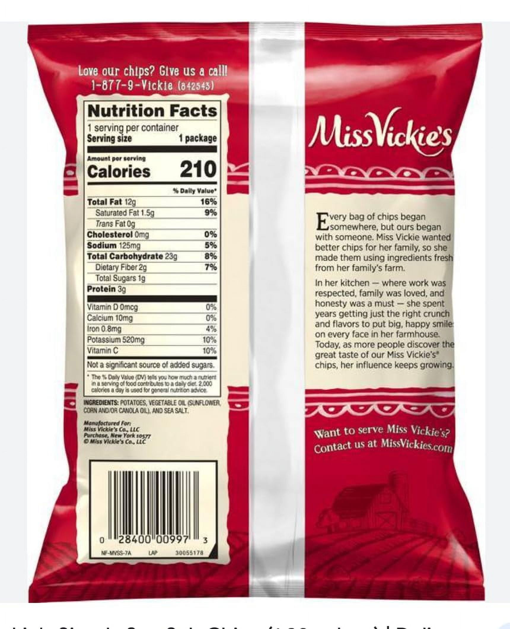 Miss Vickie's Sea Salt Flavored Kettle oked Potato Chips, 1.375 Ounce