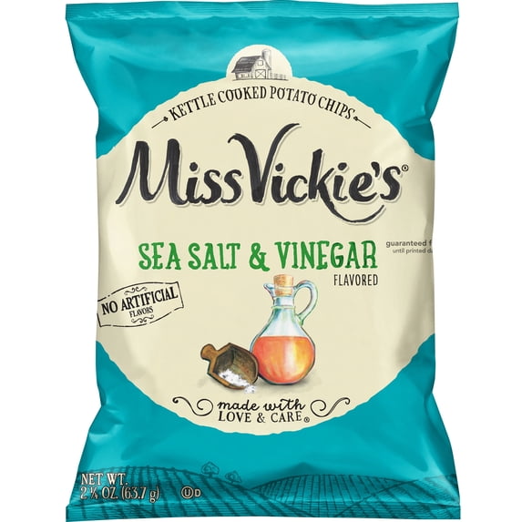 Miss Vickie's Sea Salt & Vinegar Flavored Kettle Cooked Potato Chips, 2.25 oz Bag