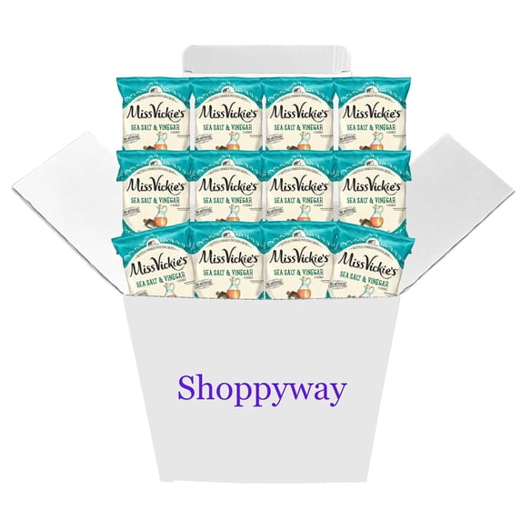 Miss Vickie's Sea Salt & Vinegar Kettle Cooked Potato Chips, 1.375 oz Bags, Pack of 12, Bundled by Shoppyway