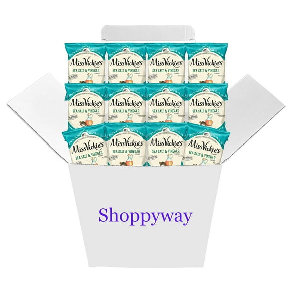 Miss Vickie's Sea Salt & Vinegar Kettle Cooked Potato Chips, 1.375 oz Bags, Pack of 12, Bundled by Shoppyway