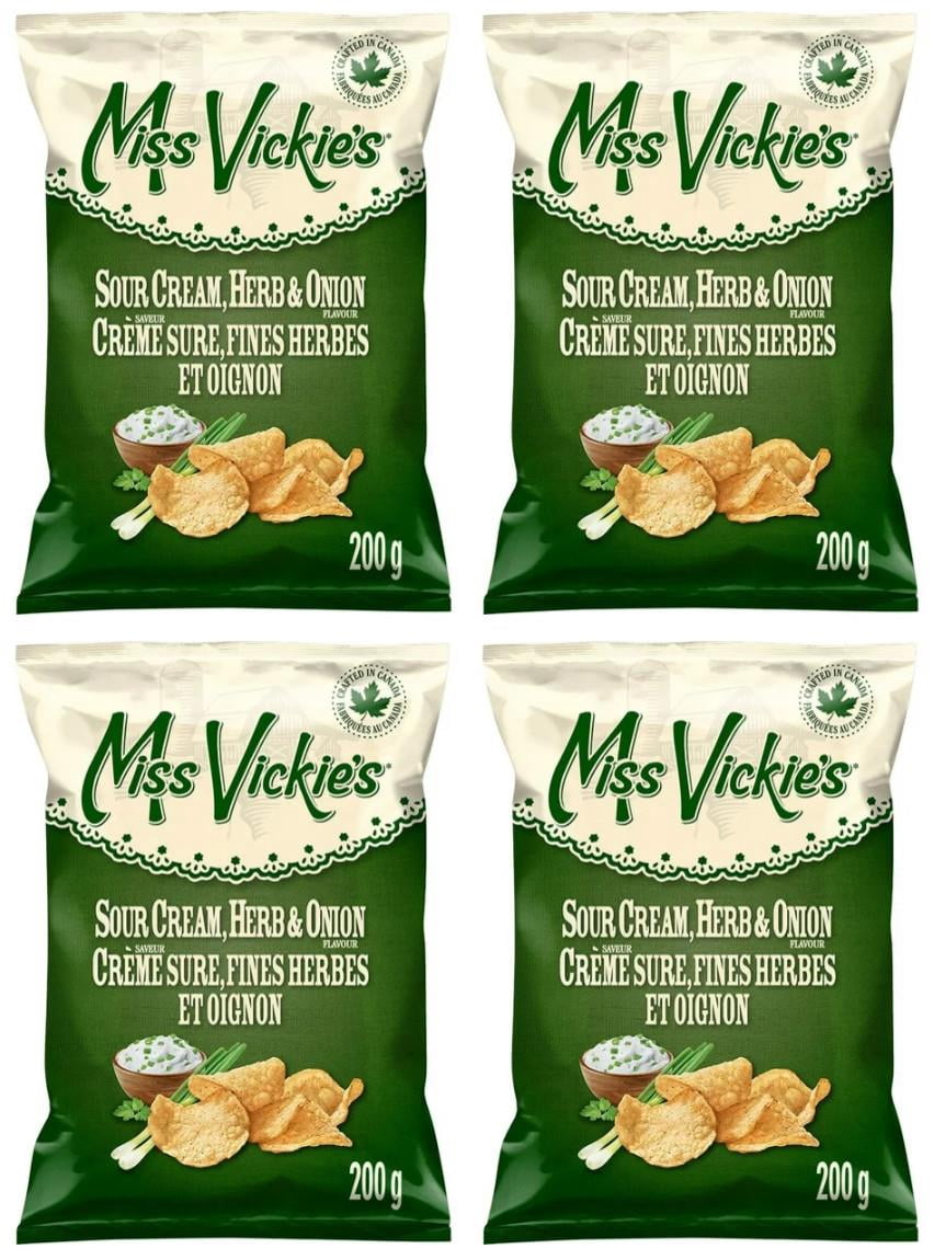 Miss Vickie's Sour Cream, Herb & Onion Kettle Cooked Potato Chips, 200g (4 Pack)