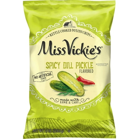 Miss Vickie's Potato Chips Spicy Dill Pickle Flavored, 8 oz Bag