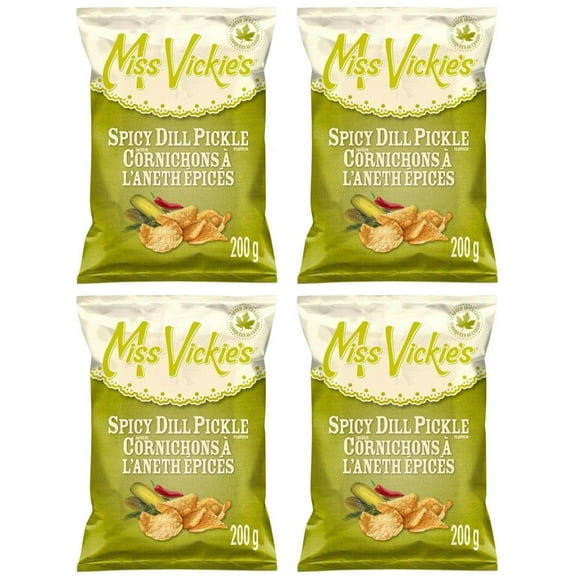 Miss Vickie's Spicy Dill Pickle Flavor Kettle Cooked Potato Chips, 200g (4 Pack)