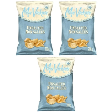 Miss Vickie's Unsalted Kettle Cooked Potato Chips, 200g (3 Pack)