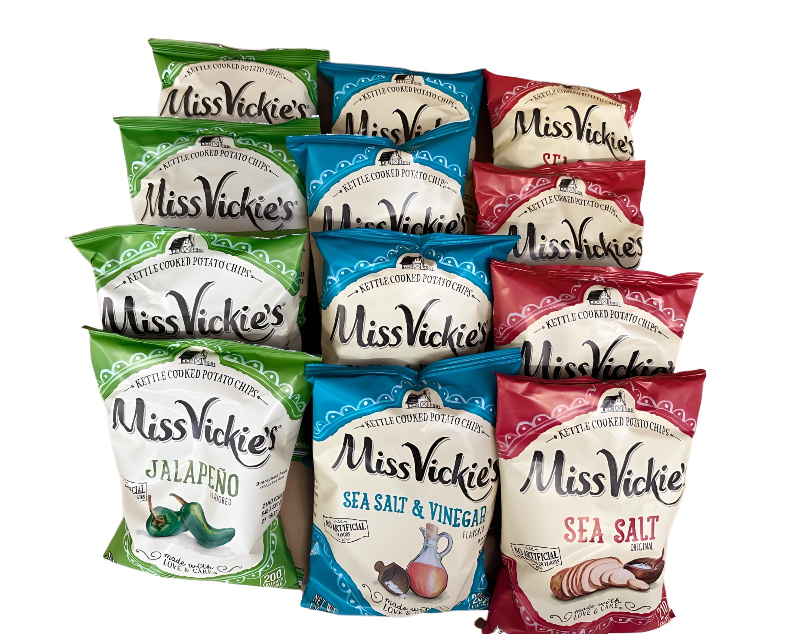 Miss Vickie's Variety 1.75oz 12 Pack Jalapeno, Sea Salt, Sea Salt and
