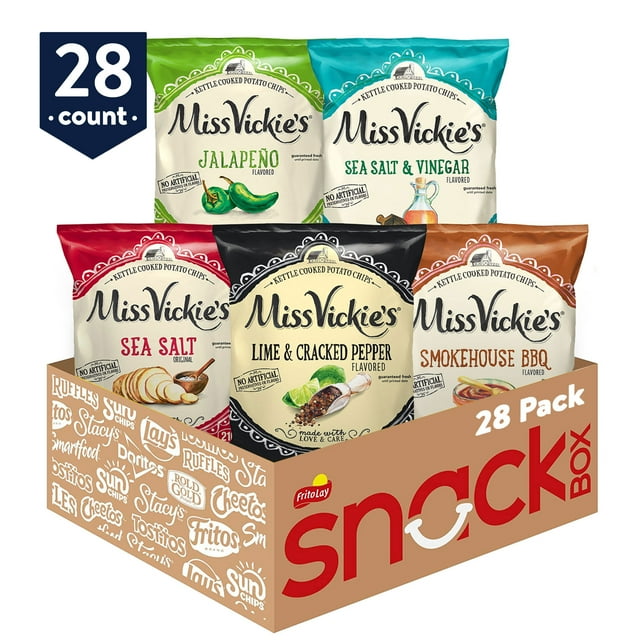 Miss Vickies Kettle Cooked Potato Chips, Variety Pack, 1.375 oz, 28