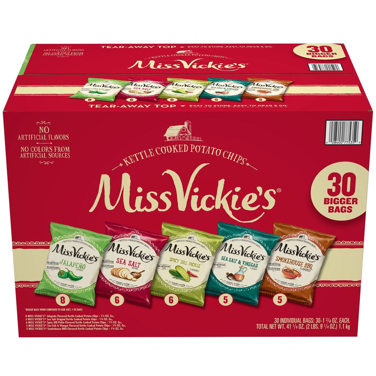 Miss Vickies Kettle Cooked Potato Chips Variety Pack, 30 pk.