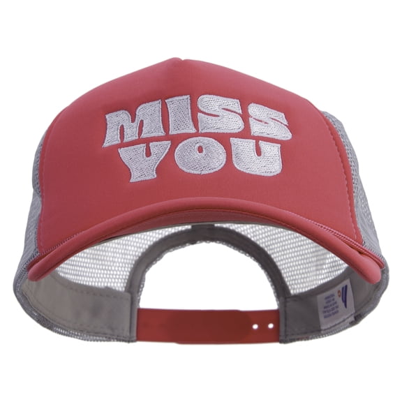 Miss You Embroidered Summer Foam Mesh Trucker Cap - Magenta Grey OSFM
