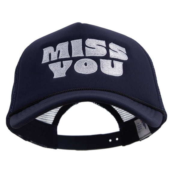 Miss You Embroidered Summer Foam Mesh Trucker Cap - Navy OSFM