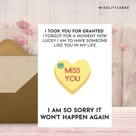 Miss You Greeting Card – Heartfelt Apology Card with Envelope – Perfect for Expressing Love and Remorse to Friends and Loved Ones
