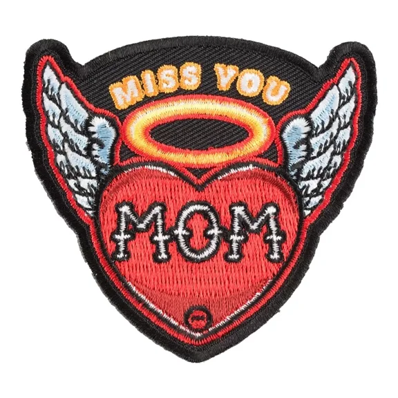 Miss You Mom Haloed Heart & Wings Patch, RIP Patches.