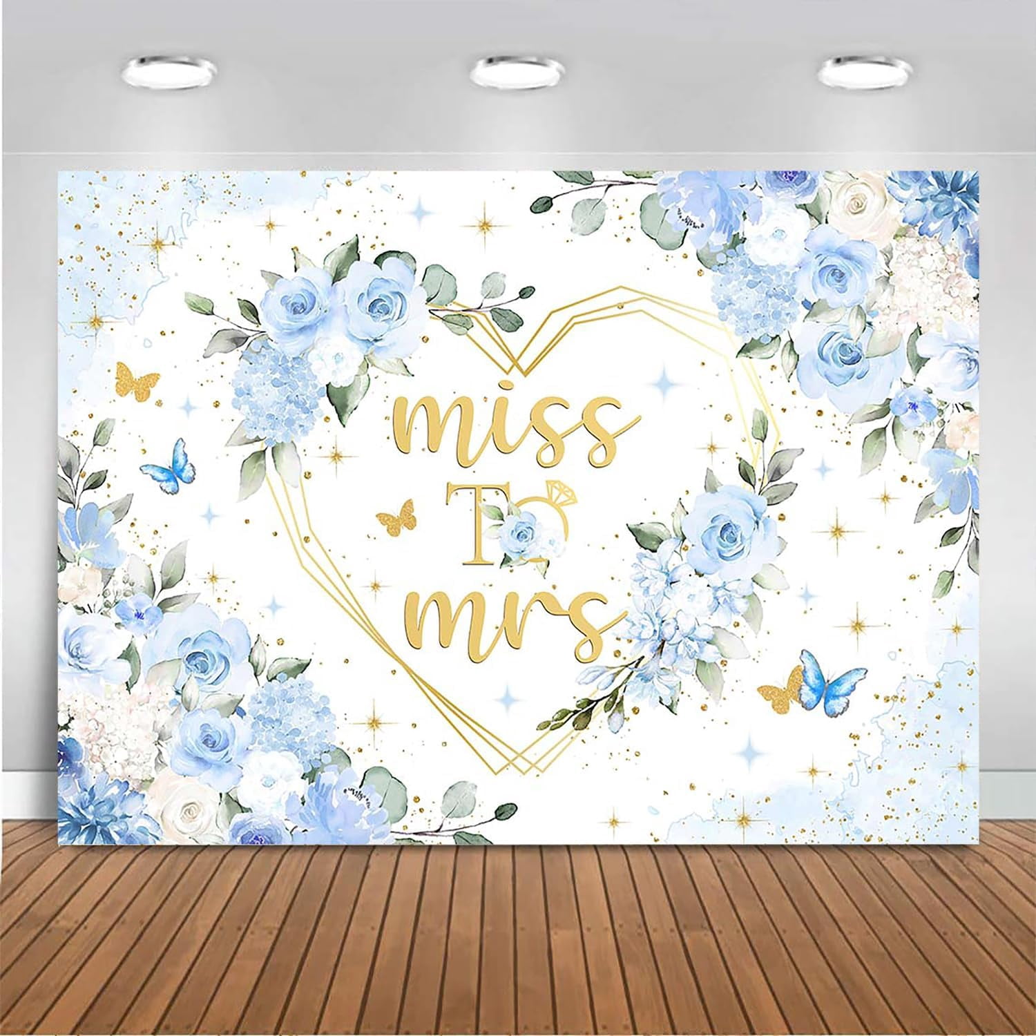 Miss to Mrs Bridal Shower Backdrop Boho Something Blue Bridal Shower ...
