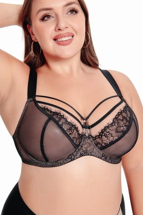 MissCurvaty Plus Size Bra with Underwire String Woman's Half Cup Lace Bra Unlined Non Padded Bras