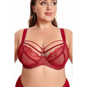 MissCurvaty Plus Size Bra with Underwire String Woman's Half Cup Lace Bra Unlined Non Padded Bras