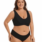 MissCurvaty Women's Comfort Cotton Pocket Bra Plus Size Front Closure Non Padded Wirefree Mastectomy Bras