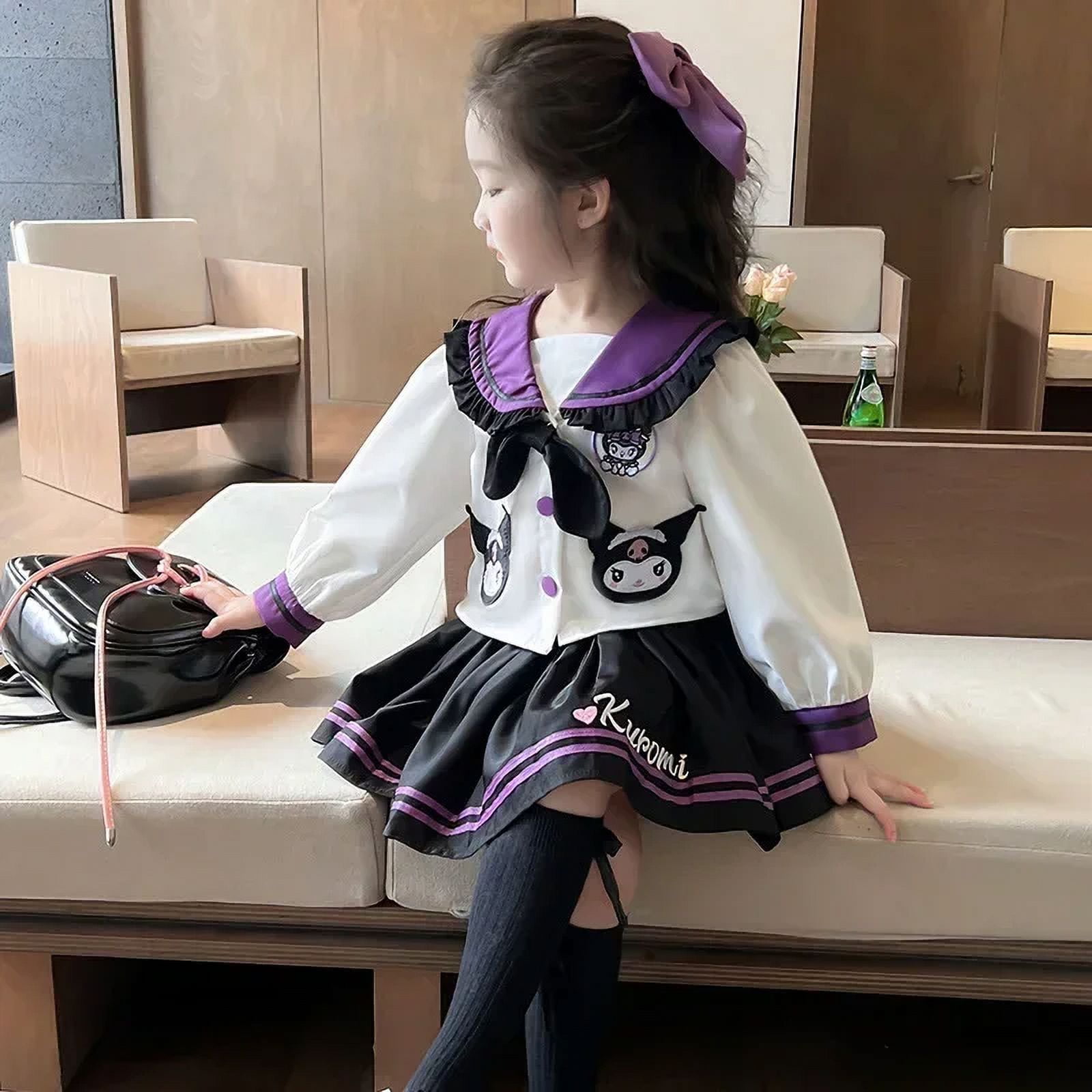 MissKitty Sanrio Kuromi Children‘s CosPlay Academy Style Pleated Skirt