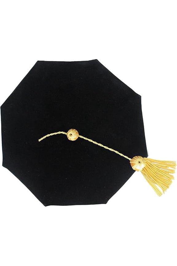 Graduation Doctoral Tam Velvet 8 Sided Unisex Graduation Cap Hat with Gold Bullion Tassel
